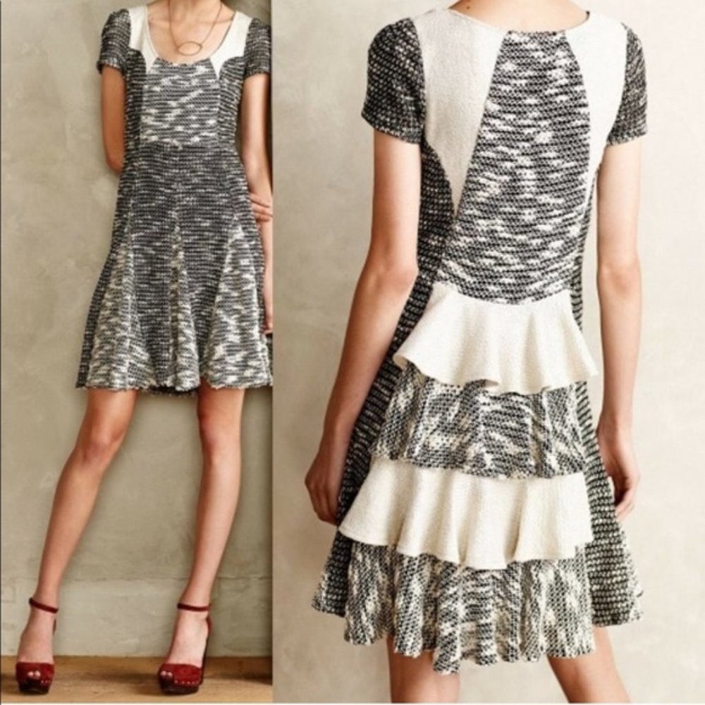 Anthropologie Vanessa Virginia Ruffle Back Cotton Poly Knit Dress Size XL
